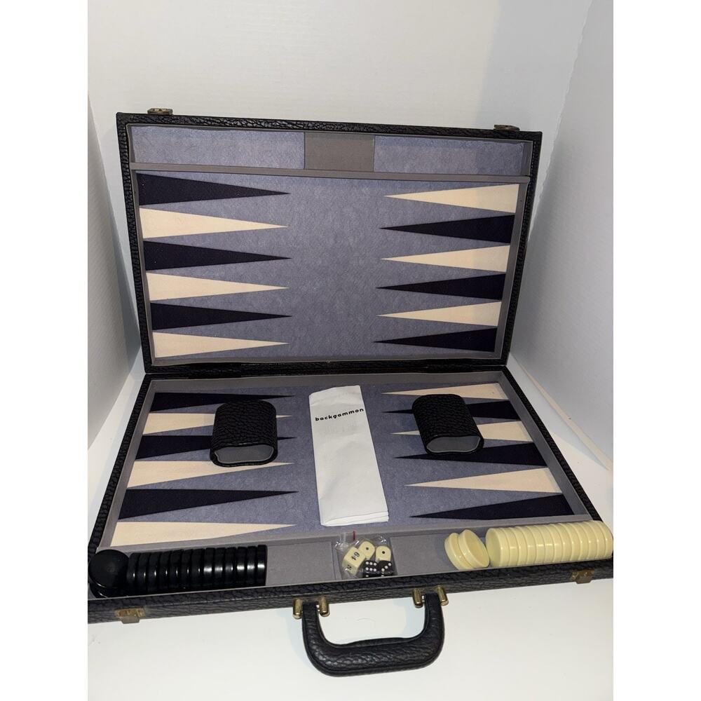 Vintage Large Backgammon Game Set Stitched Felt 1.5” Pcs 23”x18”